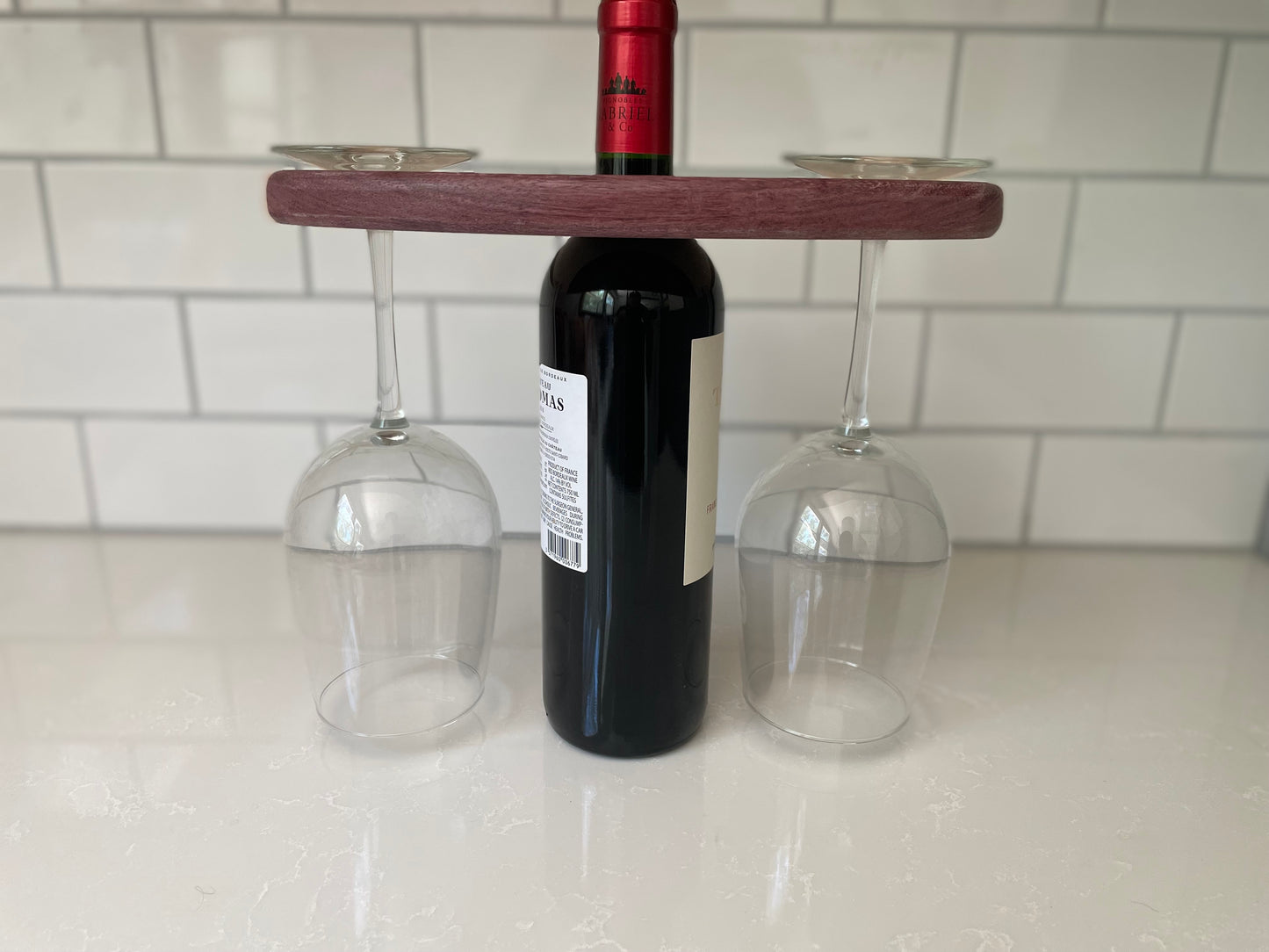Maple & Purpleheart Wooden Wine Glass Caddy